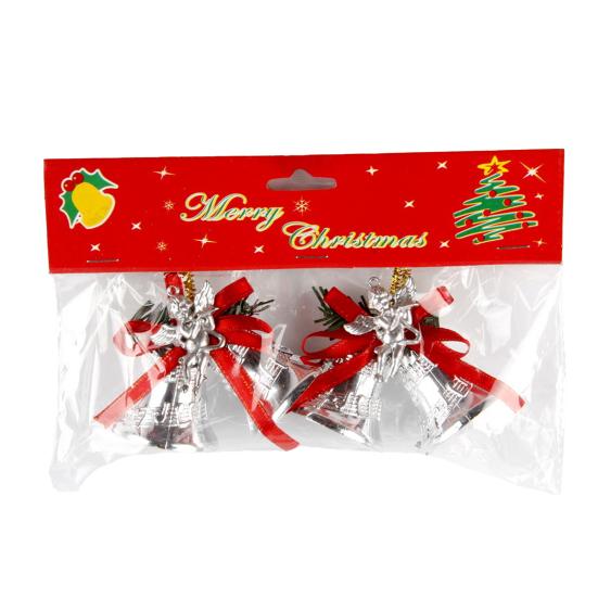 Yousheng Christmas Bell Ornament with Red Ribbon Bow, Small Jingle Bell Christmas Tree Hanging Decoration for Tree, Garland, Wreath, Craft E