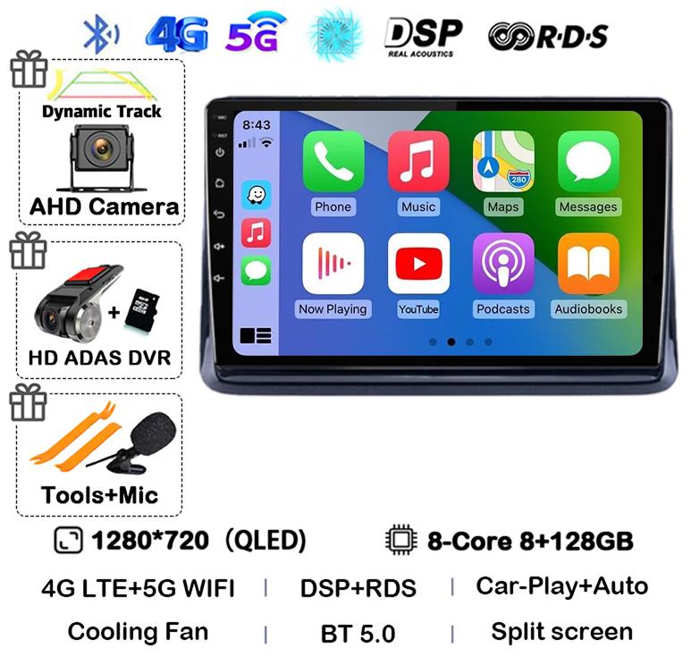 Android14 2din Auto For Toyota Noah Esquire Voxy 2014 2015 2016 -2020 Car Radio Multimedia Player GPS Navigation Support Carplay