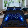 2/3Pcs Game Controller Pattern Duvet Cover Set Light Blue Trendy Digital Print Bedding with Zipper Machine Washable