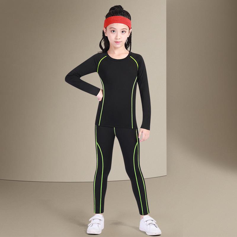Girls' Warm Quick-Dry Sports Base Layer Set - Winter Training Suit for Basketball & Football