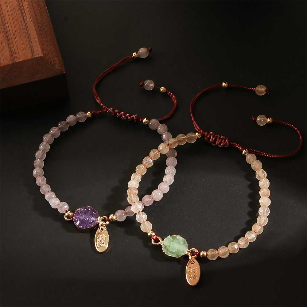 Simple Fashion With Stone Adjustable Weave Rope Bangle Jewelry Handmade Natural Stone Bracelet