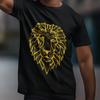 Geometric Golden Lion T Shirt Wildlife Nature Top Homme Stretched Slightly Soft Casual Comfort