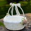 Flower Girl Basket Romantic Foldable Handle Organizer Small Basket with Handle for Wedding Bathroom Organizing Outdoor Easter