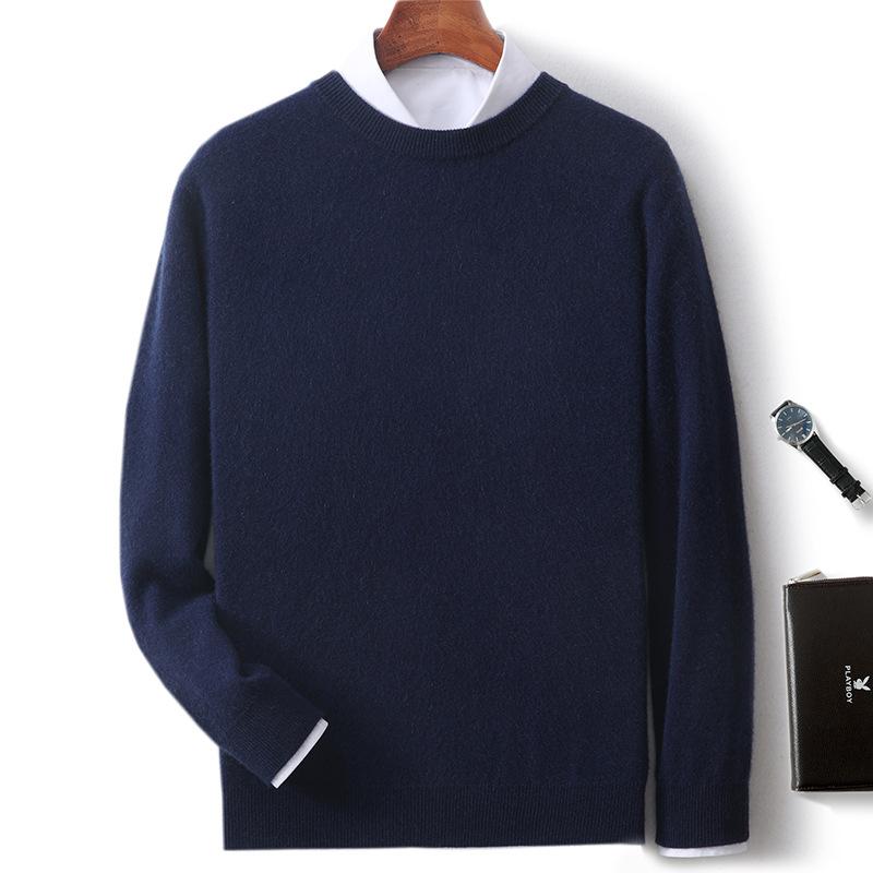 New Semi-turtleneck Cashmere Sweater Men's Thickened Sweater Solid Color Long-sleeved Wool Knitting