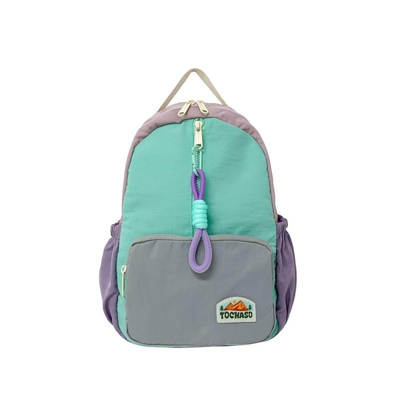 Kids Fashionable Backpack Color Block Design Large Capacity Bag Kindergarten