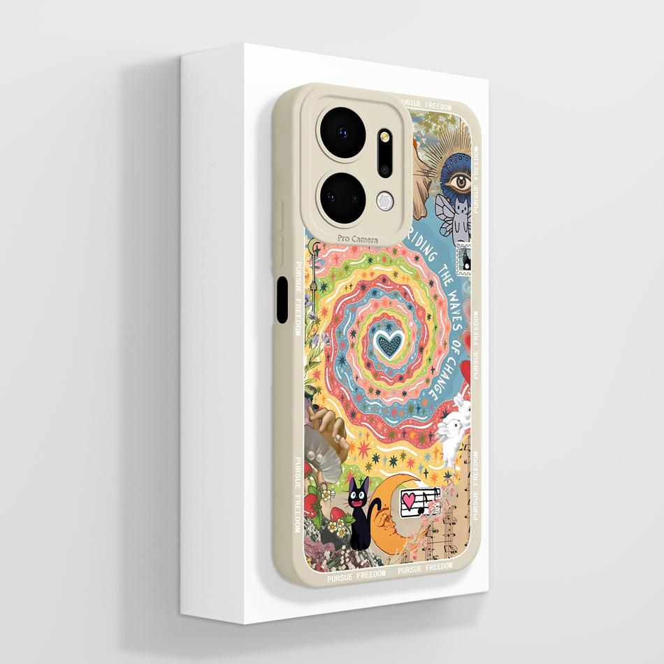 Für Honor X7 X7A X7C X7D X70 Hülle Anime Faule Katze Funda Für Honor X 7 Weiche Flüssigsilikon Handy-Rückseite Vollschutzhülle