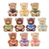 Mini Cartoon Bear Figurine Tiny Resin Bear Figures with Dress Cute Cake Toppers for DIY Crafts Dollhouse Fairy Garden Micro Landscape Decor