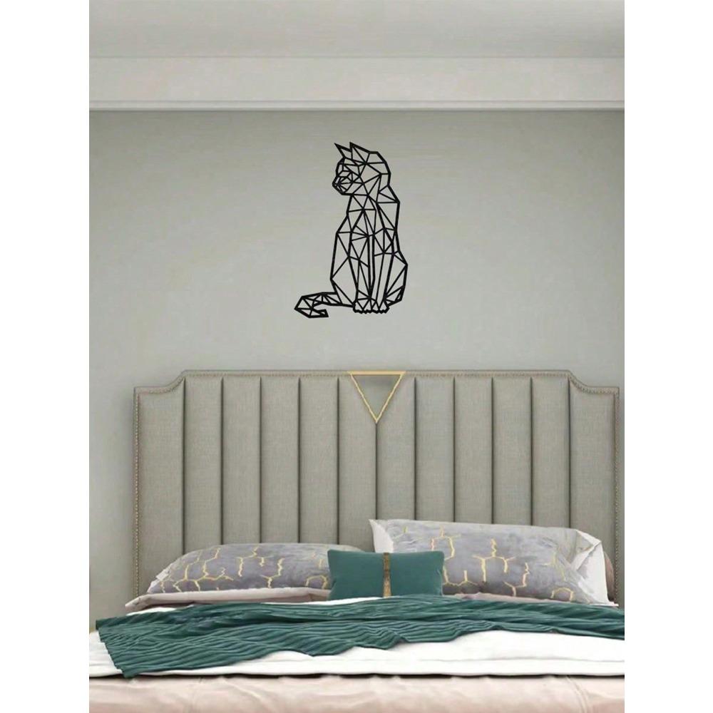 Wrought Iron Wall Decor Art Geometric Cat Metal Laser Cut Polygon