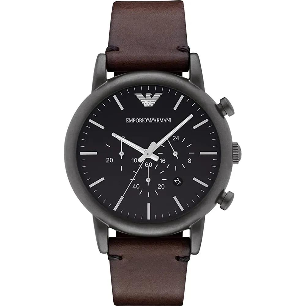 

Emporio Armani Luigi XLarge Black Brown Leather Men s Quartz Chronograph AR1919 чёрный