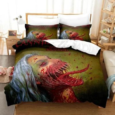 Bettwäscheset mit 3D-Druck „Cannibal Corpse“, Bettbezug, Bettgarnitur, Bettbezug, Kissenbezug, Bettdecke, Kingsize-Bett, Queensize-Bett, Jungen-Bettwäscheset für Erwachsene