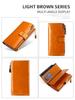 Genuine Leather RFID Anti-Theft Ladies Long Wallet Clutch with Brush Wax Finish