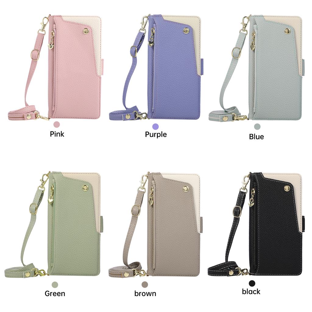 Card Slots Zipper PU Leather Wallet Case Flip Phone Case for IPhone 18 17 16 15 14 13 12 11 Pro Max Plus 17E Lanyard Purse Cover