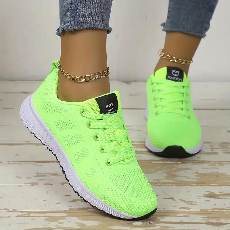Chaussures de Running Toile Maille Fly-knit Grande Taille Femme 2025 - Semelle Plate pour Printemps et Automne