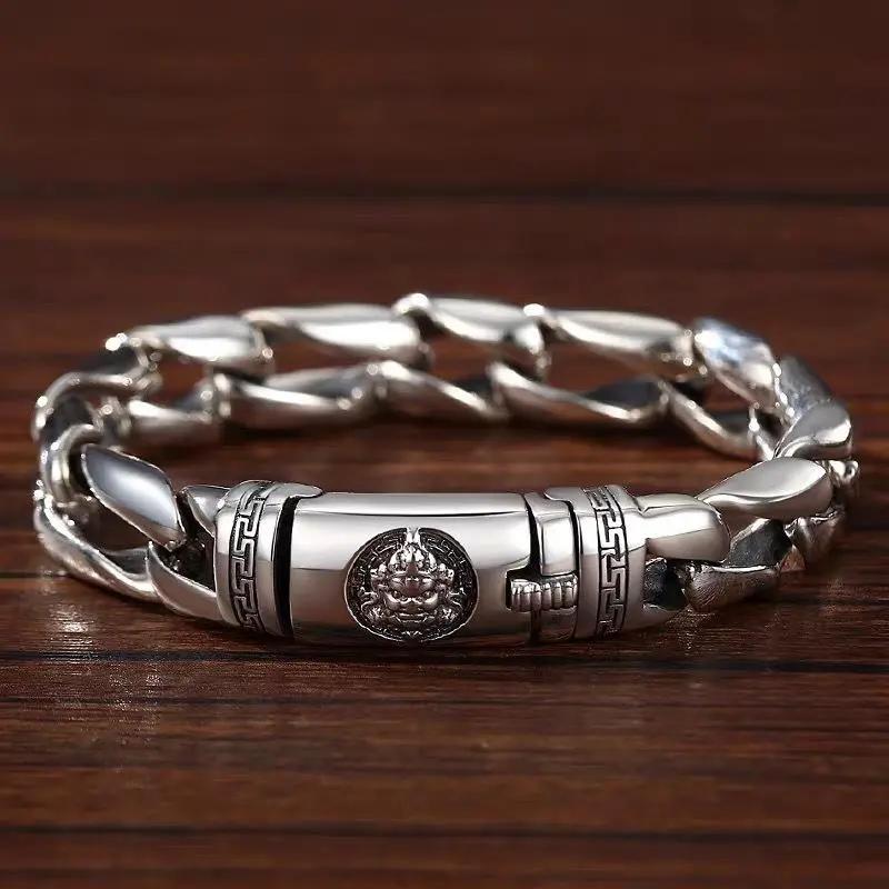 

National Trend Men s Jewelry Hand Jewelry Yellow God of Wealth Bracelet 22CM срібний