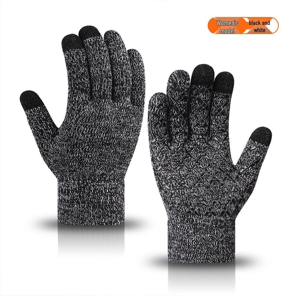 "Warm Knitted Touchscreen Gloves for Couples: Thick Non-Slip Wool, Men’s & Women’s Winter Design."