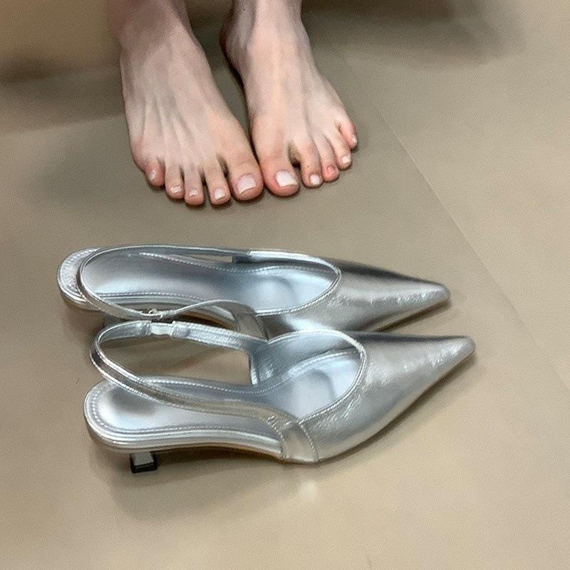 

Остроносые туфли-лодочки на высоком каблуке лето 2025 новинка тонкий каблук темперамент с юбкой мелкий вырез сумка носок сандалии 35