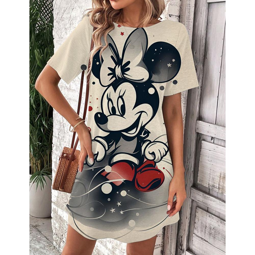Vestito da Donna Scollo O Manica Corta Sexy Stampa Disney Topolino