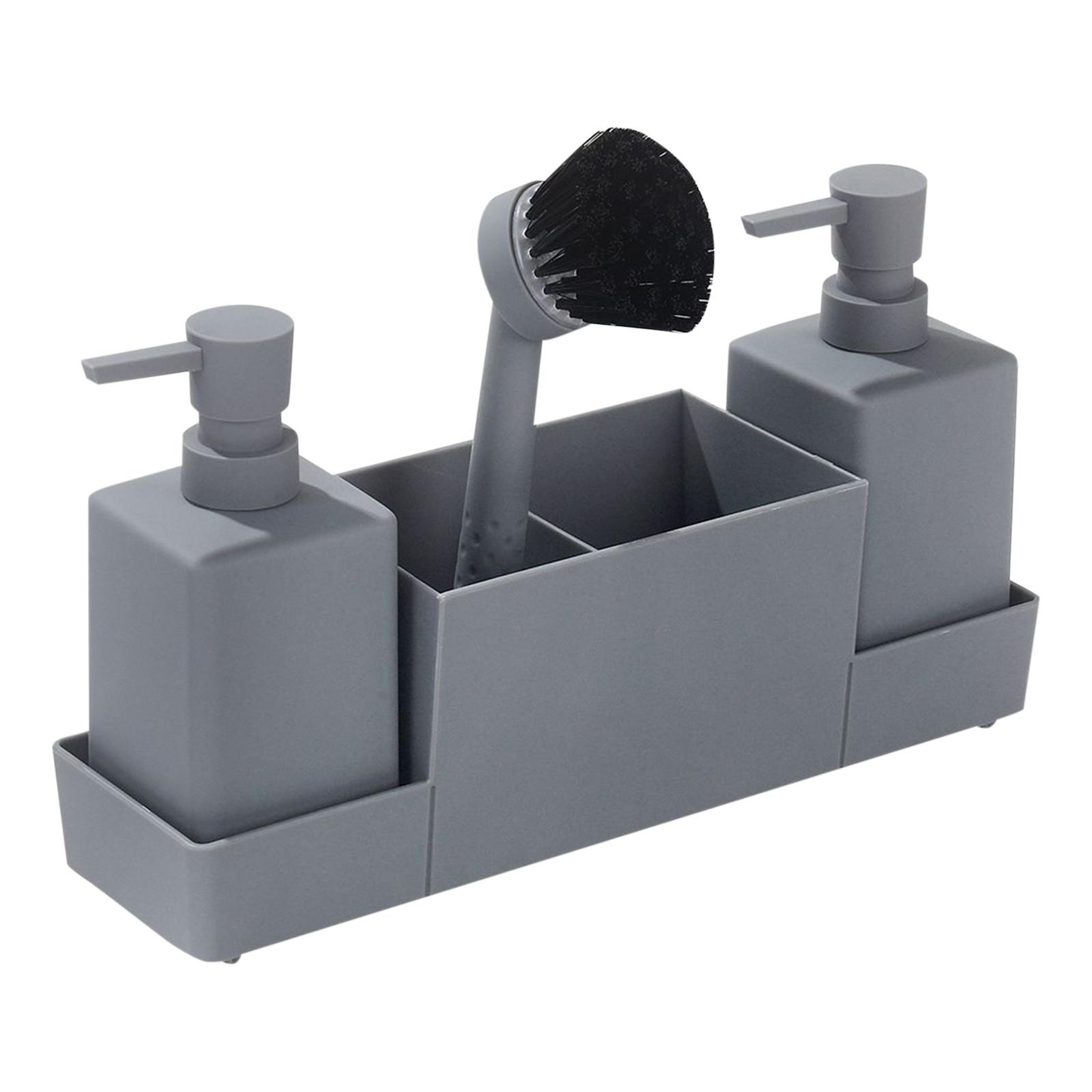 

Диспенсер для кухонного мыла с держателем для губки и поддоном для щеток для посудомоечной машины One Size