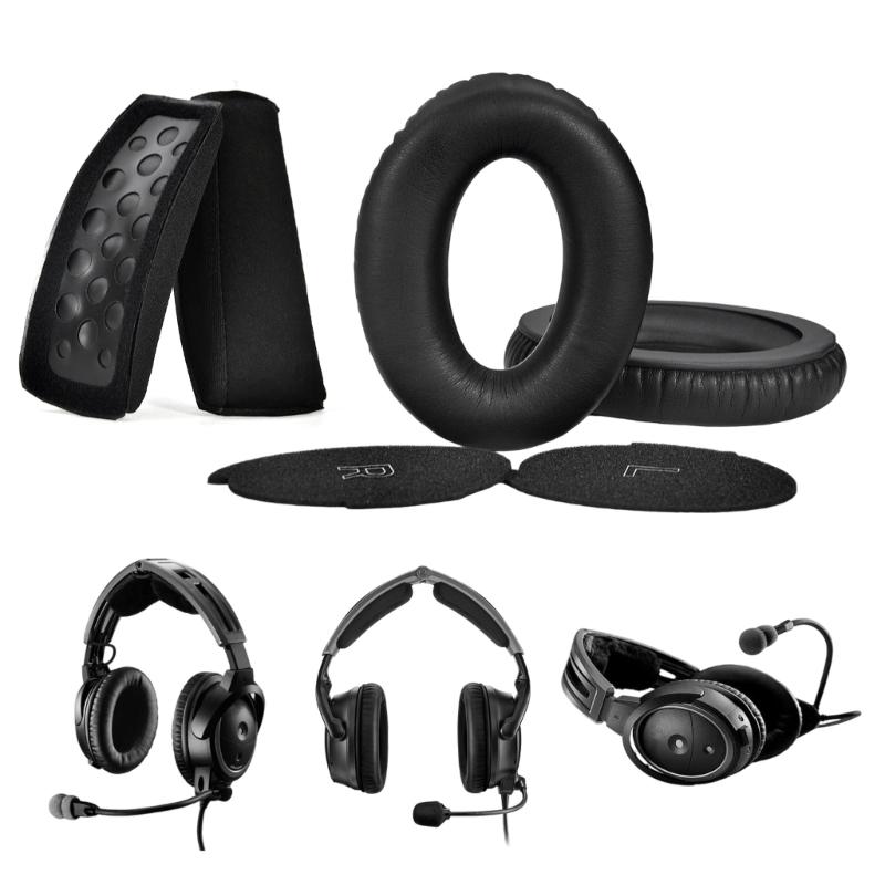 Protein Leather Ear Pad Ear Cushions Replacement Headband for Aviation Gaming Headsets , Noise Cancelling Foam