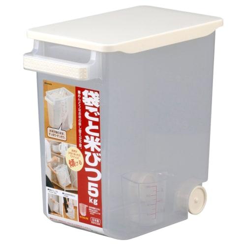 Inomata Chemical Rice Container, Bag-Wide Rice Container with Measuring Cup, 5kg