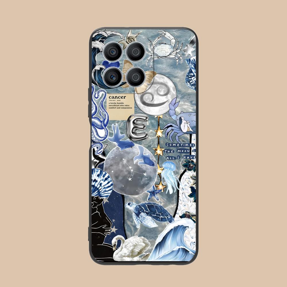 Zodiac Sign Cancer Mobile Phone Case for Honor 90 80 70 60 50 30 20 10 9 8 7 Pro S SE Lite 5G Colorful Printing Cover Pretty