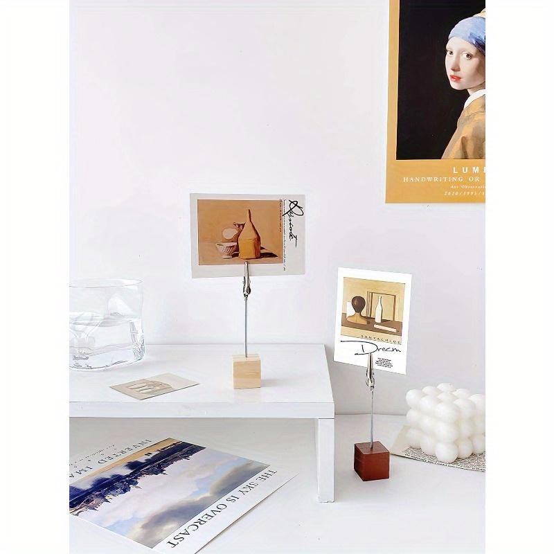 Retro Color Wood Memo Clip Table Wooden Display Stand Mini Holder For Notes Photo Card Desk Accessories Back To School