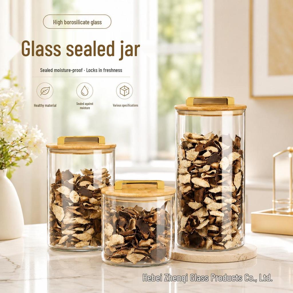 Moisture-Proof Glass Storage Jar for Grains, Cereal & Tea - Transparent, Sealed.