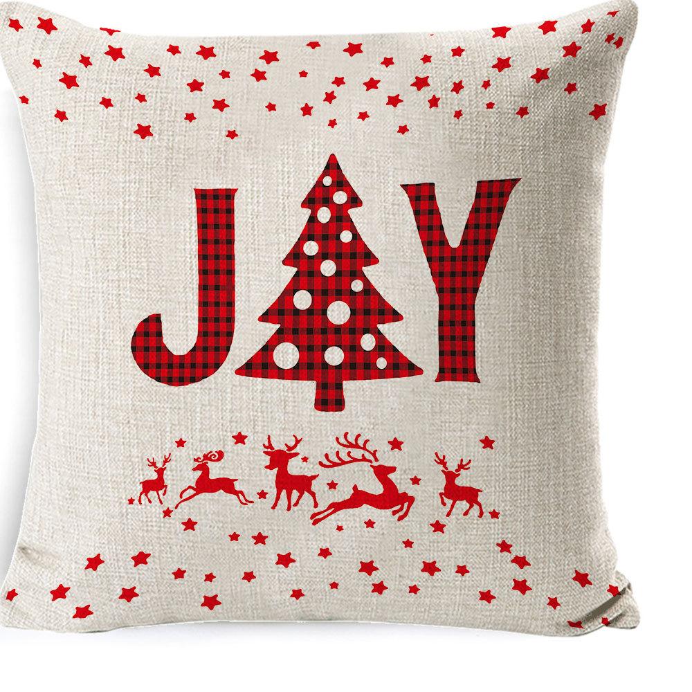 Christmas Celebration Pillow Elk Snowman Festive Cushion Cover Red Sofa Back Cushion Pillow Cover