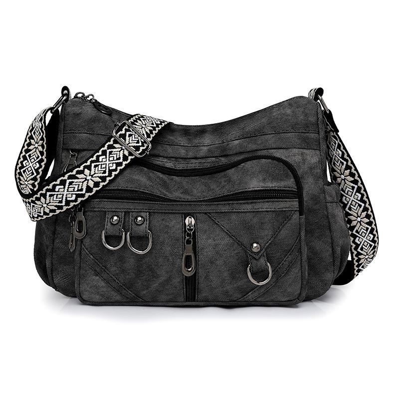 New Fashionable PU Leather Casual Lightweight Single Room Bag, Trendy Retro Large Capacity Mother Bag, Women s Casual Crossbody Bag чёрный