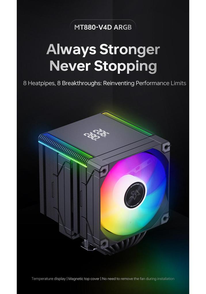 SNOWMAN Bingman MT880 Silent 8-Heatpipe CPU Air Cooler with ARGB Fan for Desktop Computers