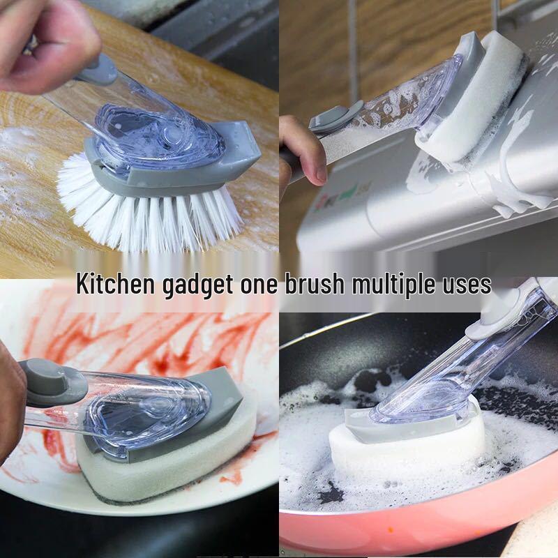 Multifunctional Automatic Liquid-Dispensing Kitchen Cleaning Brush
