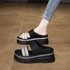 Beautiful Platform Slippers Women's Summer Wear New Versatile Fashion with Skirt Rhinestone Slope Heel One-word Sandals