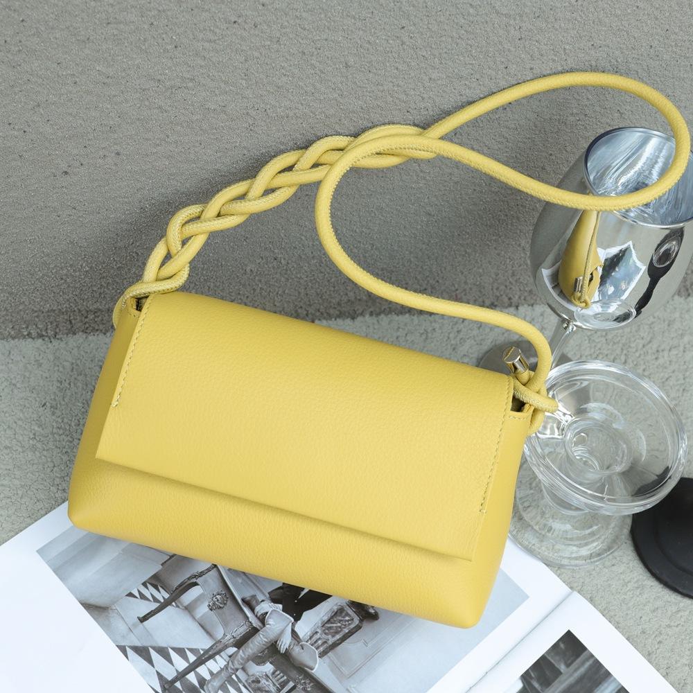 Fashion Versatile Leather Small Square Bag High Sense First Layer Cowhide Natural Fall Flip Bag Shoulder Messenger Bag Bag