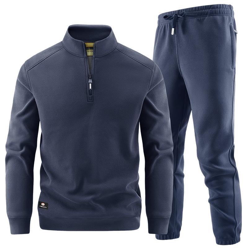 Men Sets Fleece Jacket + Pants 2Pcs Set Warm Winter Tracksuit Male Sweatshirt 2 Piece Suit Casual Cashmere Sportswear
