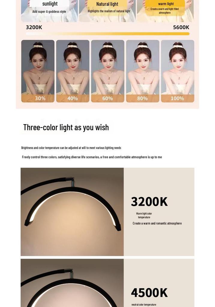 16-inch Desk Clamp Crescent Beauty Lamp, 20W Flexible Hose, for Tattooing, Eyebrow Shaping, Nail Art, U-Shaped Eye Protection, Eyelash Extension.