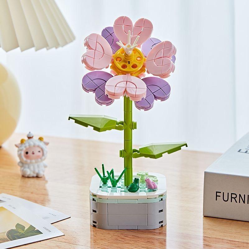 64 Styles Rose Flower Building Block Flower Eternal Bouquet Prickly Pear Model Plant Decoration Educational Toy For Kids Gift