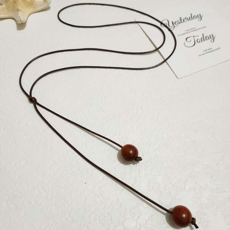 New Chinese Zen Retro Autumn and Winter New Handmade Rope Leaves Long Sweater Chain Versatile Necklace Women