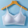 Black Seamless Wireless Bra with Adjustable Thin Straps and V-Neckline