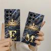 Initial Letter E M I J L Phone Case For Samsung Galaxy S24 S23 Ultra S22 S20 Plus S21 FE Clear Cover Fashion Marble Crown Fundas
