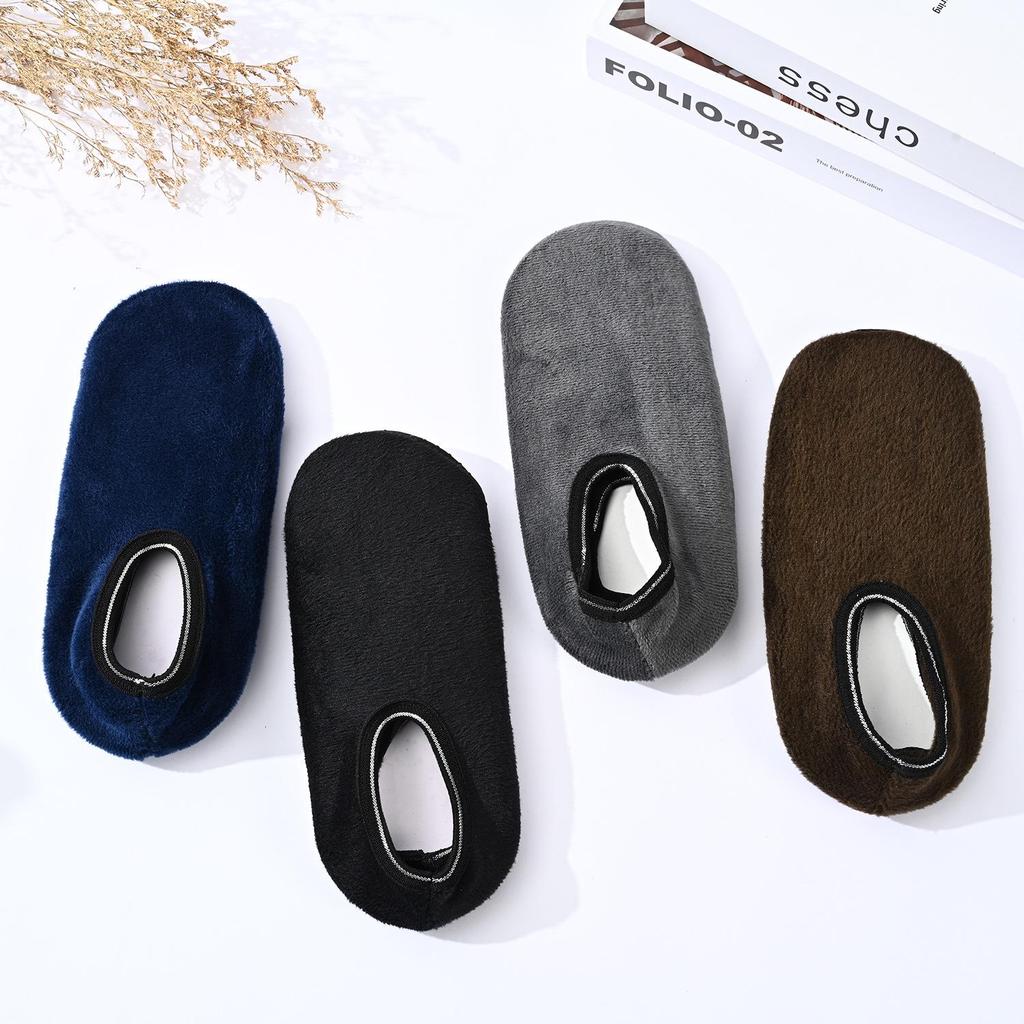 Women's Solid Color Non-Slip Velvet Thick Floor Socks for Autumn and Winter