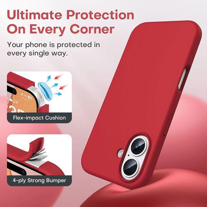Coque de Téléphone - BOOLING - pour iPhone 17 - Silicone Souple avec Cordon Rouge