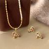 Real Gold Electroplated Zircon Pony Pearl Necklace Earrings Light Luxury High-end Jewelry Set Natal Year Versatile Jewelry