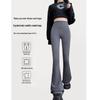 High-Waisted Tummy Control Velvet Flare Pants for Women - Autumn/Winter Fitness & Yoga Style