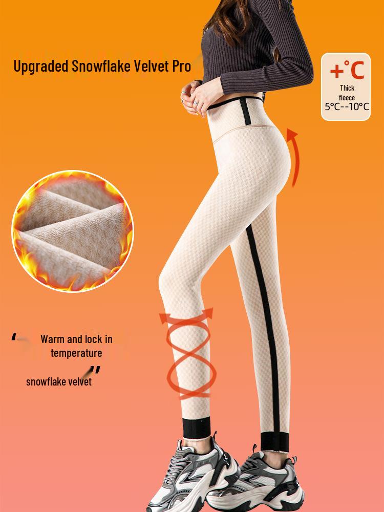 Sametové legíny Snowflake s vysokým pasem a zeštíhlujícím efektem: Bez viditelných linií, Kontrola břicha, Teplé a silné na podzim/zimu.