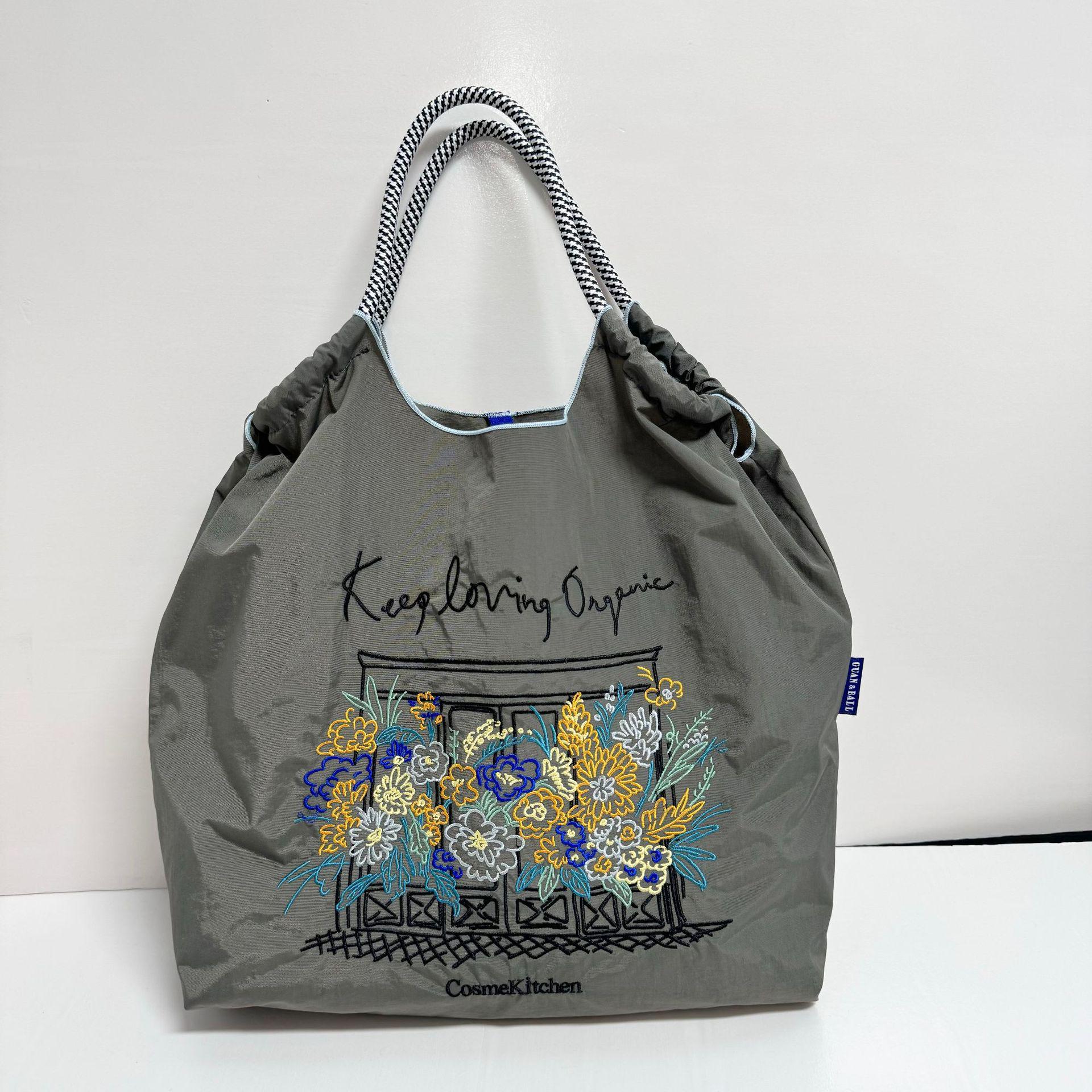 

2024 Японская вышивка Экологичная нейлоновая сумка: Универсальная сумка для покупок, поездок на работу, кроссбоди и на плечо для женщин. Medium [Without Strap]