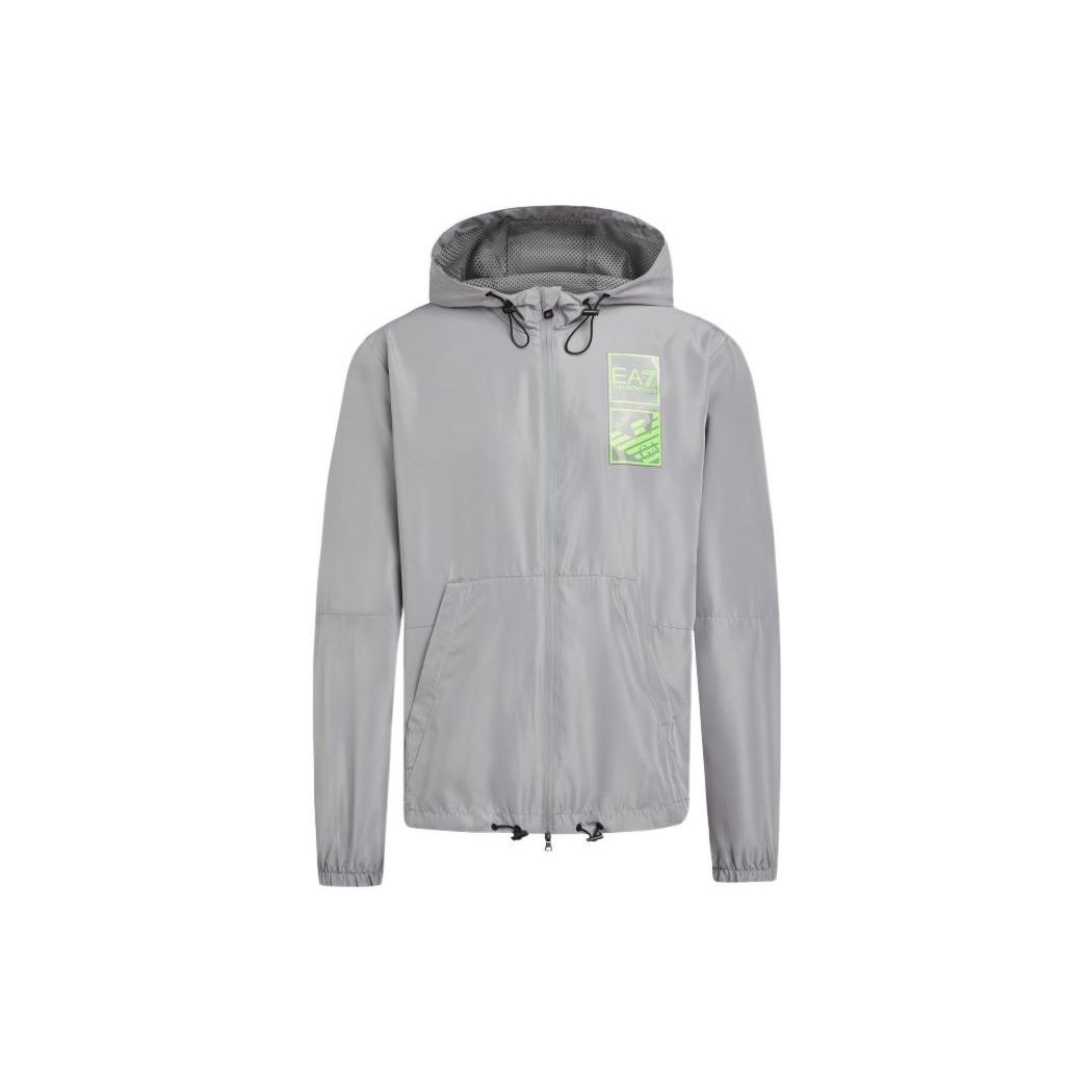 Emporio Armani Ss22 Logo Pattern Zip-Up Long Sleeve Hooded Jacket Men jackets Gray 3LPB05-PN28Z-1907 M