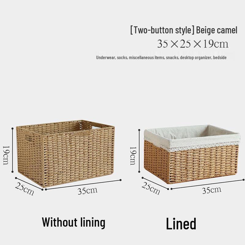 Rattan Woven Storage Basket for TV Stand, Bookcase, and Wardrobe