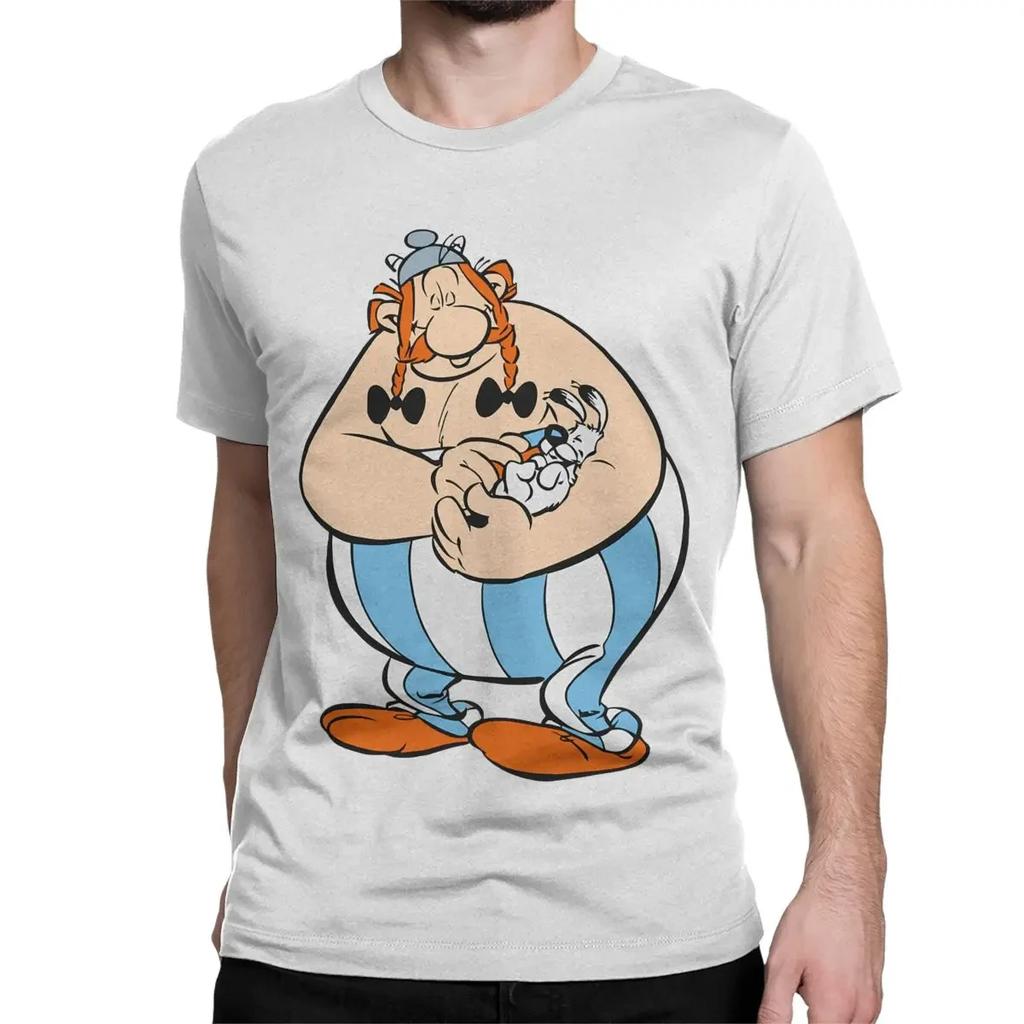 2025 Vintage Obelix and Dogmatix Asterix T-Shirt for Men Women Cotton T Shirt Anime Cartoon Short Sleeve Tees Gift Idea Clothing