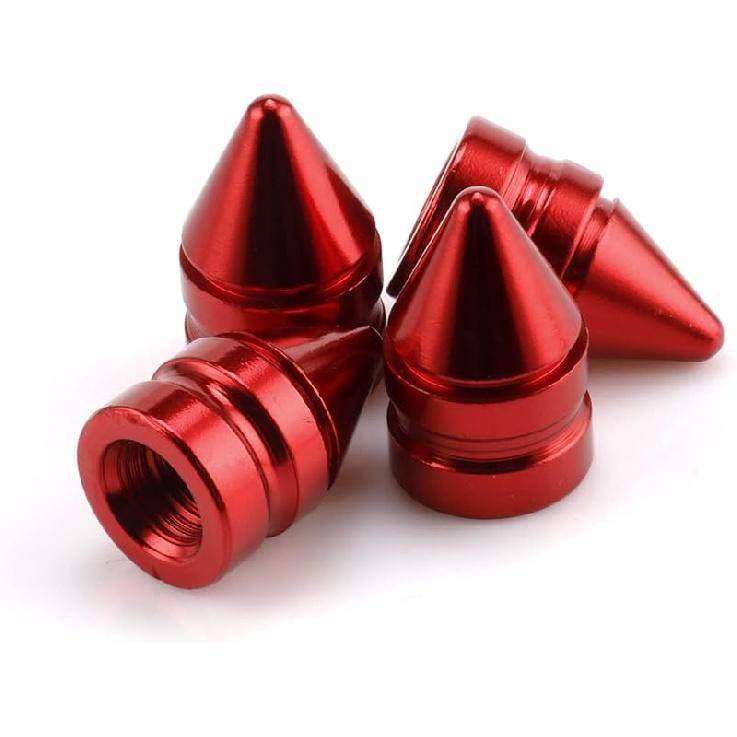 SINGARO Car Tire Valve Caps, 4 Pieces of Universal Aluminum Alloy Tire Trim Accessories Dust Tire Covers for Cars, Trucks, SUVs and Motorcycles(Red)