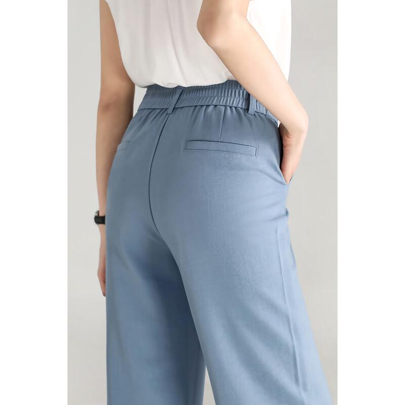 Mengshuya Women's High-Waist Cooling Anti-Wrinkle Straight-Leg Cropped Pants